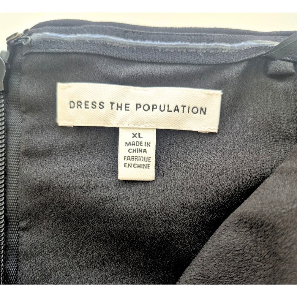 Dress The Population Viviana Dress Sz XL Sequin Strapless Sheath Silver Black - Picture 4 of 10